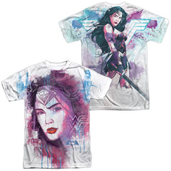 Batman v Superman Watercolor Wonder Sub (Front/Back Print) Men's Regular Fit Polyester Short-Sleeve T-Shirt