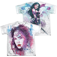 Batman v Superman Watercolor Wonder Sub (Front/Back Print) Youth Regular Fit Poly Short-Sleeve T-Shirt
