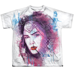 Batman v Superman Watercolor Wonder Sub Youth Regular Fit Poly Short-Sleeve T-Shirt