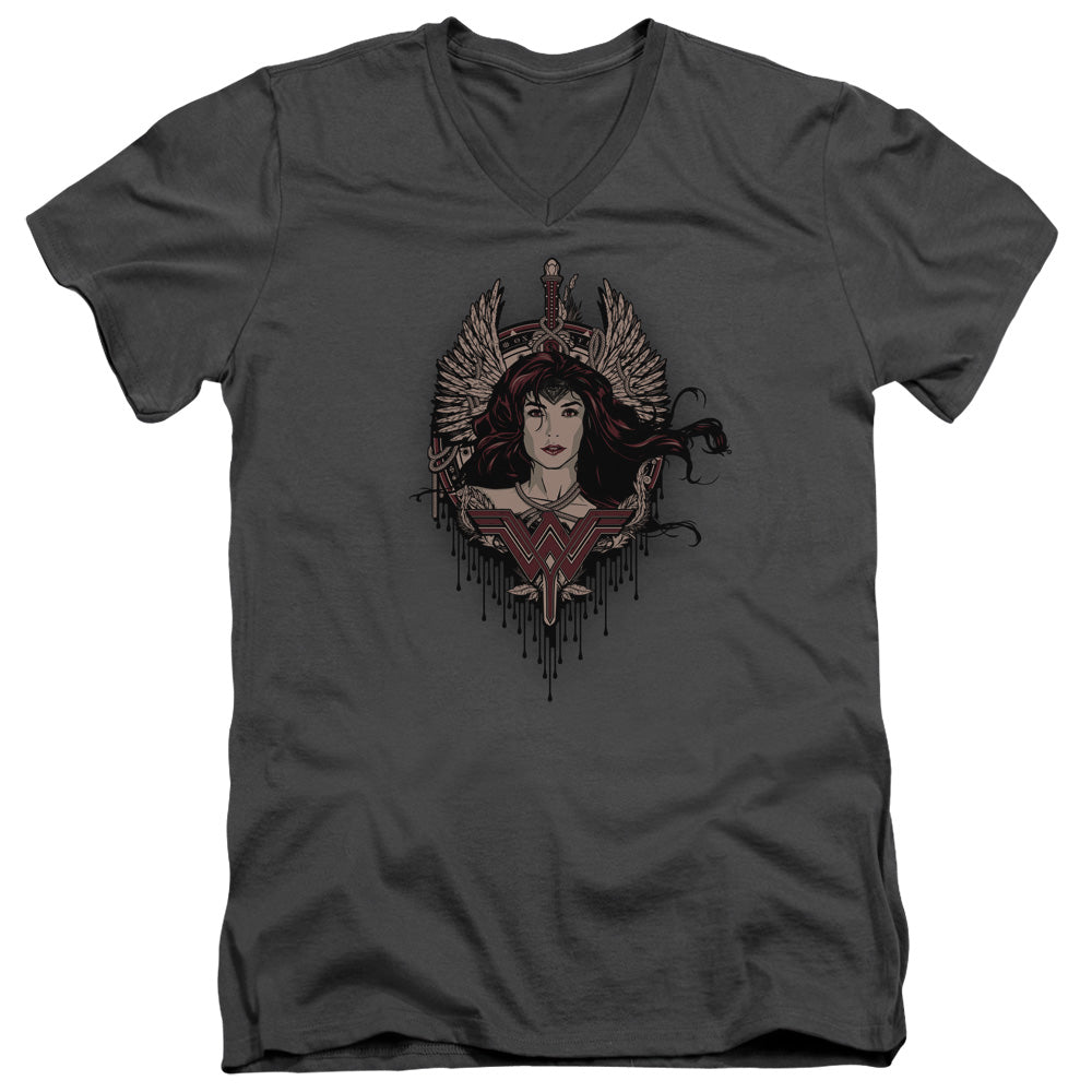 Batman v Superman Winged Goddess Men's 30/1 Cotton Slim V-Neck T-Shirt