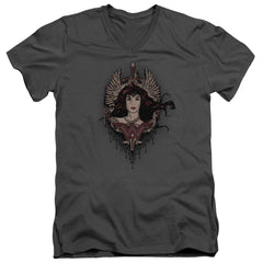 Batman v Superman Winged Goddess Men's 30/1 Cotton Slim V-Neck T-Shirt
