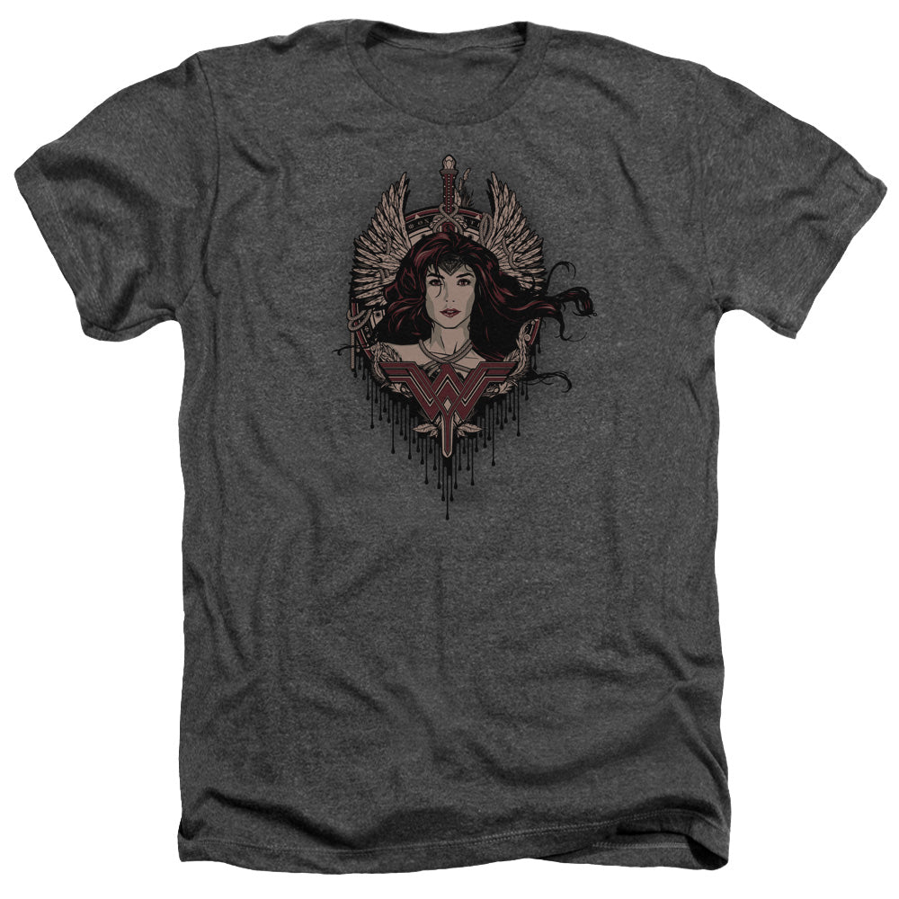Batman v Superman Winged Goddess Men's 30/1 Heather 60 40 Poly Short-Sleeve T-Shirt