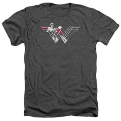Batman v Superman Wonder Splatter Logo Men's 30/1 Heather 60 40 Poly Short-Sleeve T-Shirt