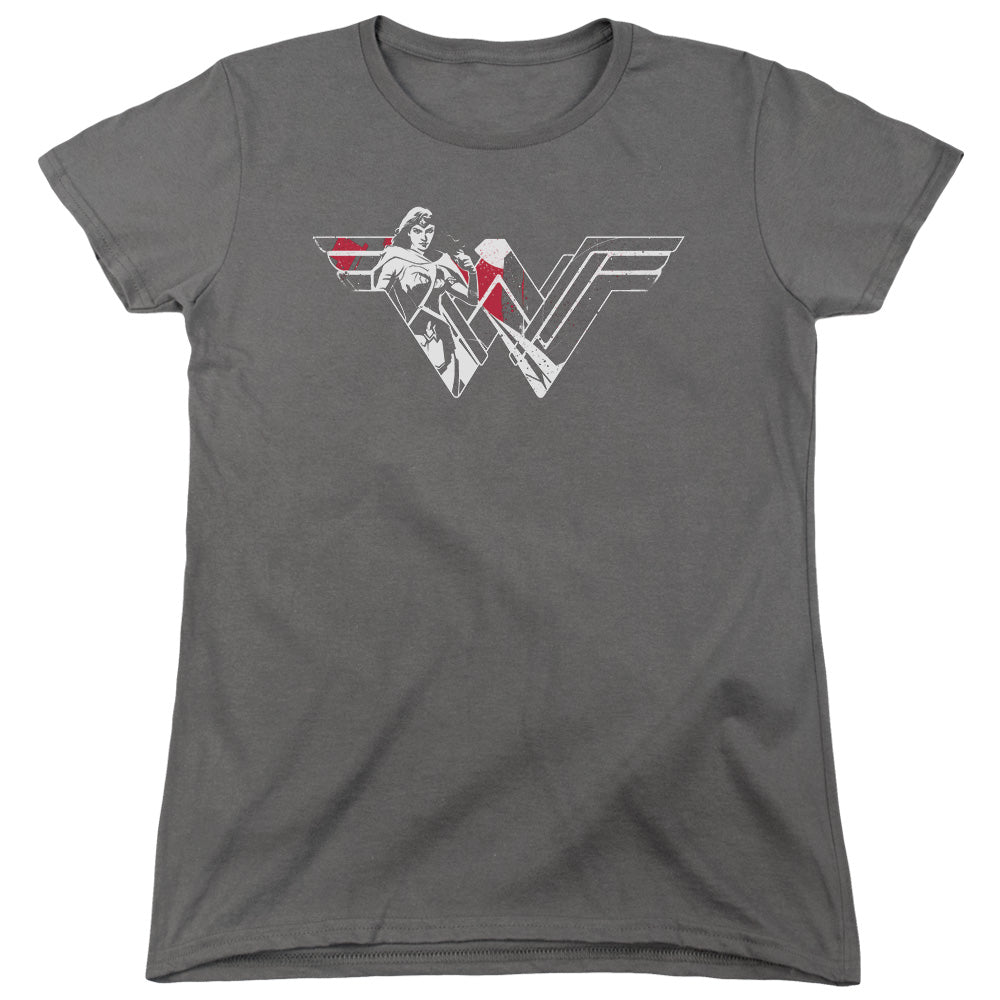 Batman v Superman Wonder Splatter Logo Women's 18/1 Cotton Short-Sleeve T-Shirt