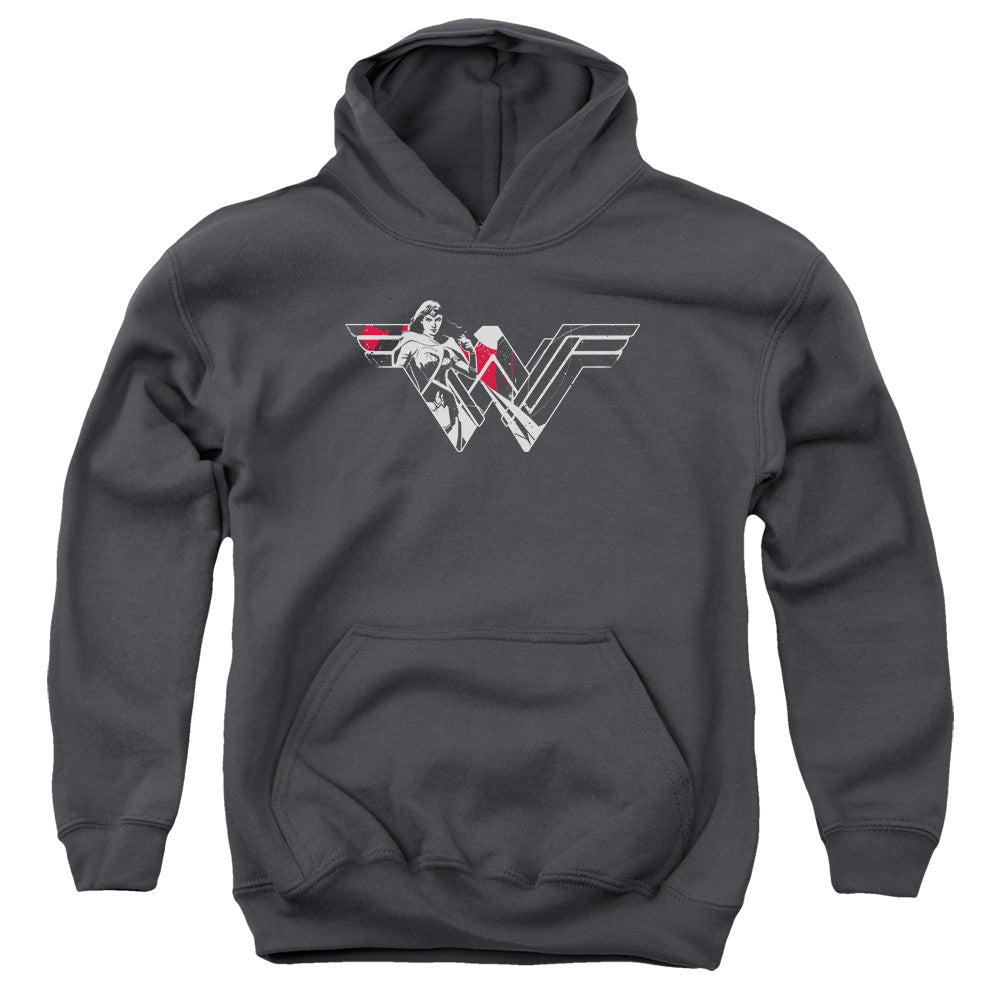 Batman v Superman Wonder Splatter Logo Youth Cotton Poly Pull-Over Hoodie