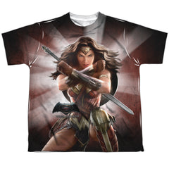 Batman v Superman Wonder Woman Light Youth Regular Fit Poly Short-Sleeve T-Shirt