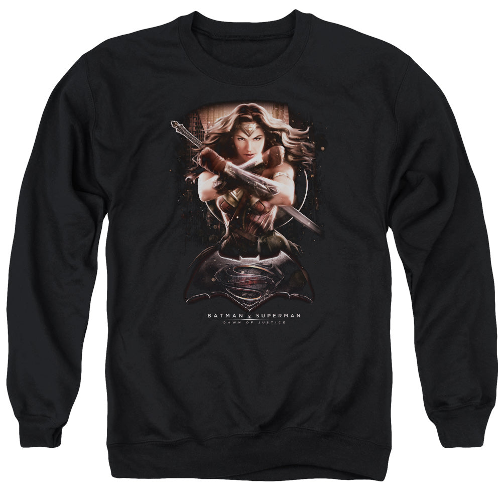 Batman v Superman Ww Ground Zero Men's Crewneck 50 50 Poly Long-Sleeve T-Shirt