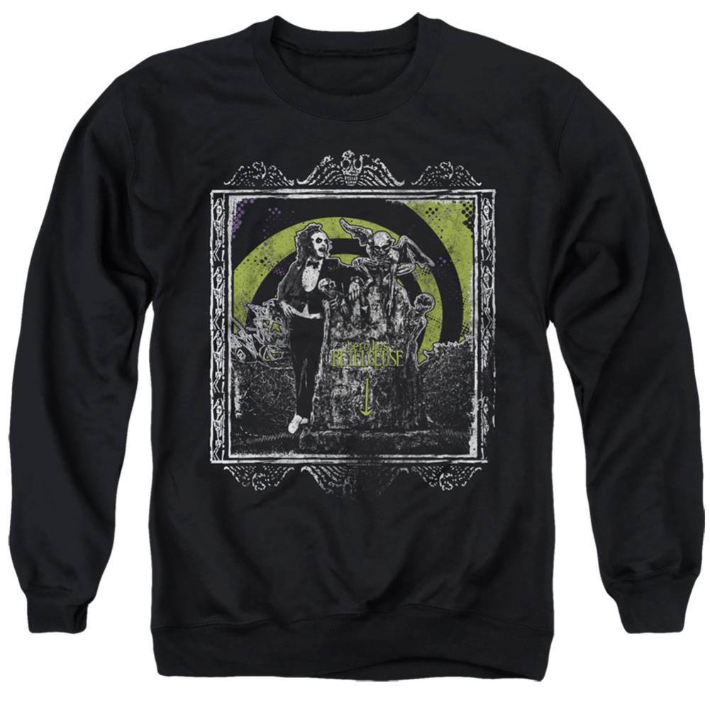 Beetlejuice Here Lies Men's Crewneck 50 50 Poly Long-Sleeve T-Shirt