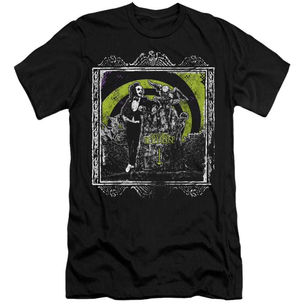 Beetlejuice Here Lies Men's Ultra-Soft 30/1 Cotton Slim Short-Sleeve T-Shirt