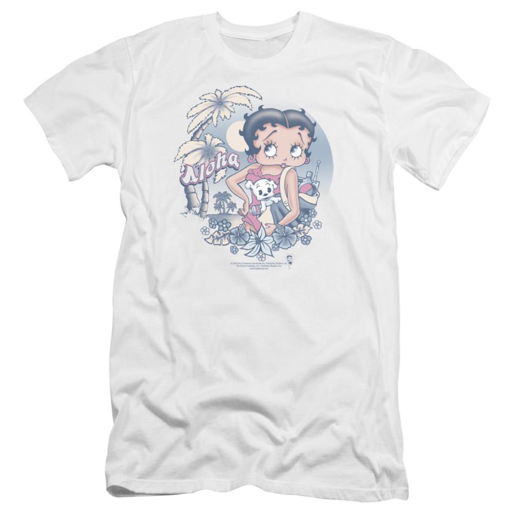 Betty Boop Aloha Men's Ultra-Soft 30/1 Cotton Slim Short-Sleeve T-Shirt