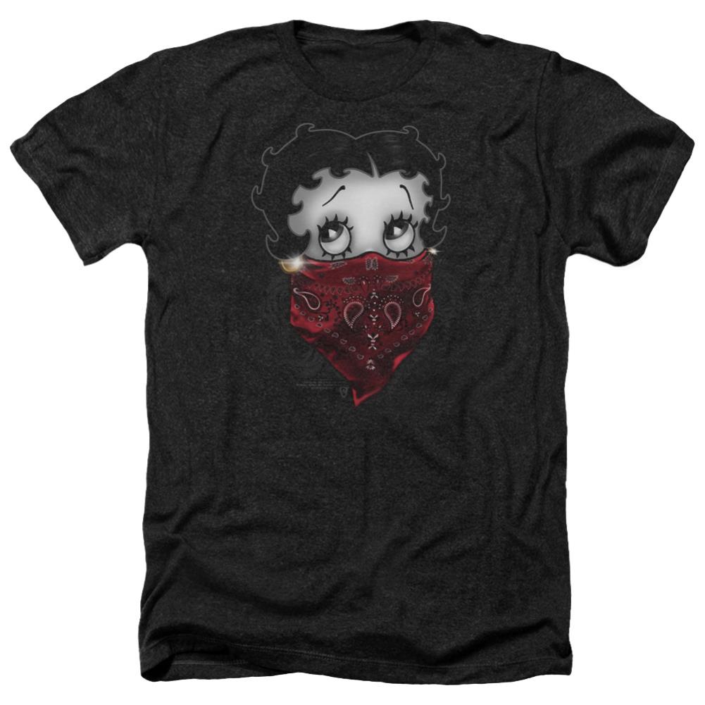 Betty Boop Bandana & Roses Men's 30/1 Heather 60 40 Poly Short-Sleeve T-Shirt