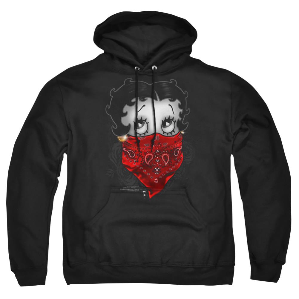 Betty Boop Bandana & Roses Men's Pull-Over 75 25 Poly Hoodie