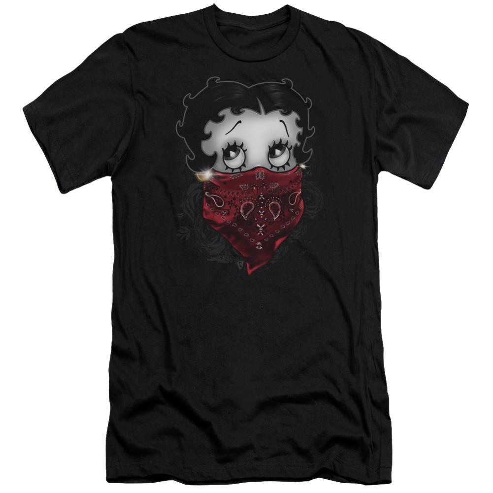 Betty Boop Bandana & Roses Men's Ultra-Soft 30/1 Cotton Slim Short-Sleeve T-Shirt