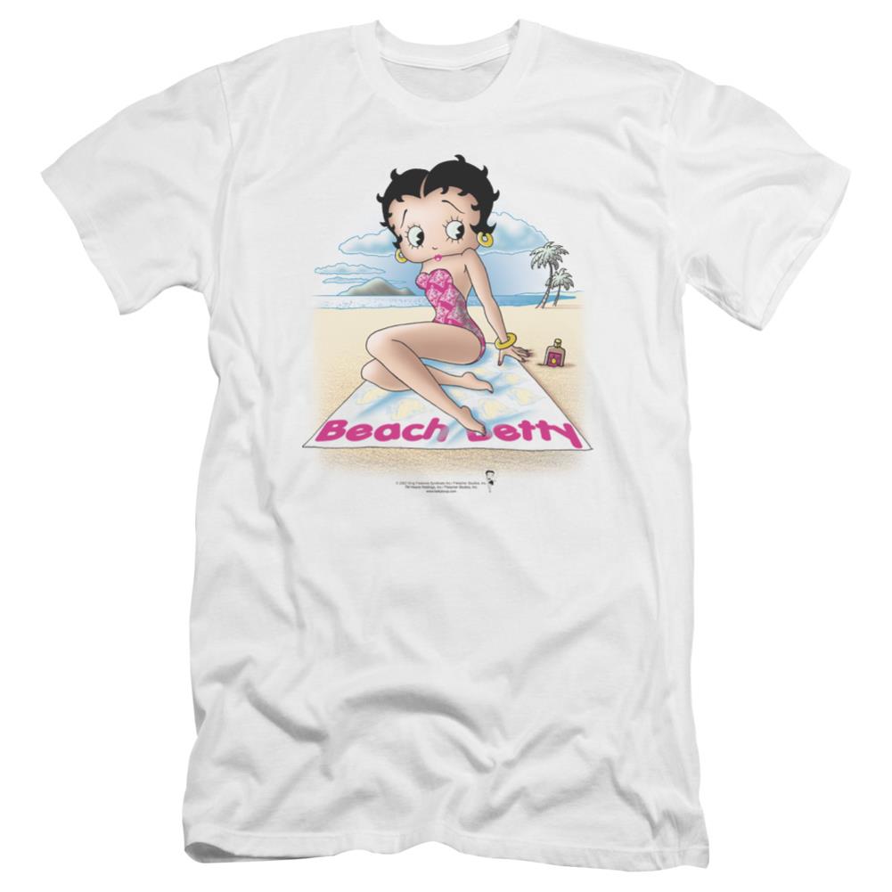 Betty Boop Beach Betty Men's Ultra-Soft 30/1 Cotton Slim Short-Sleeve T-Shirt