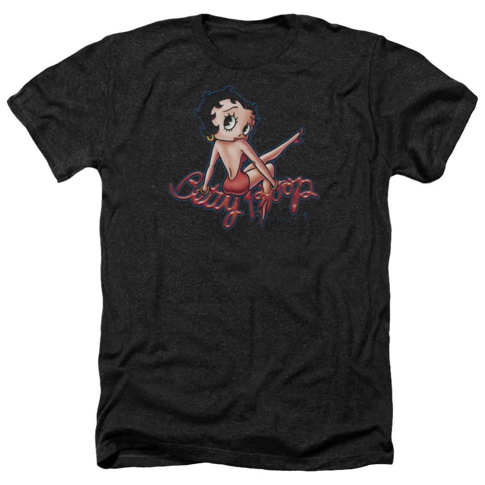 Betty Boop Bettys Back Men's 30/1 Heather 60 40 Poly Short-Sleeve T-Shirt