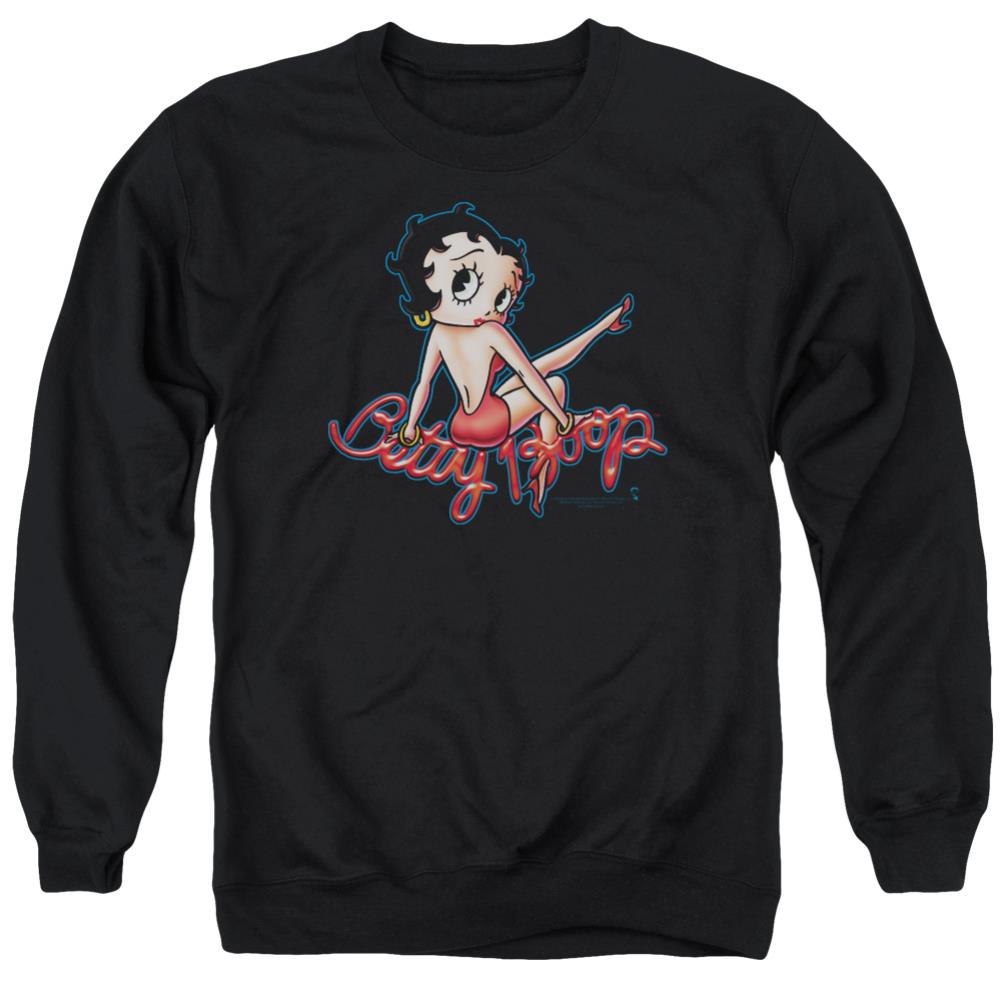 Betty Boop Bettys Back Men's Crewneck 50 50 Poly Long-Sleeve T-Shirt