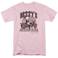 Betty Boop Bettys Motorcycles Men's 18/1 Cotton Short-Sleeve T-Shirt