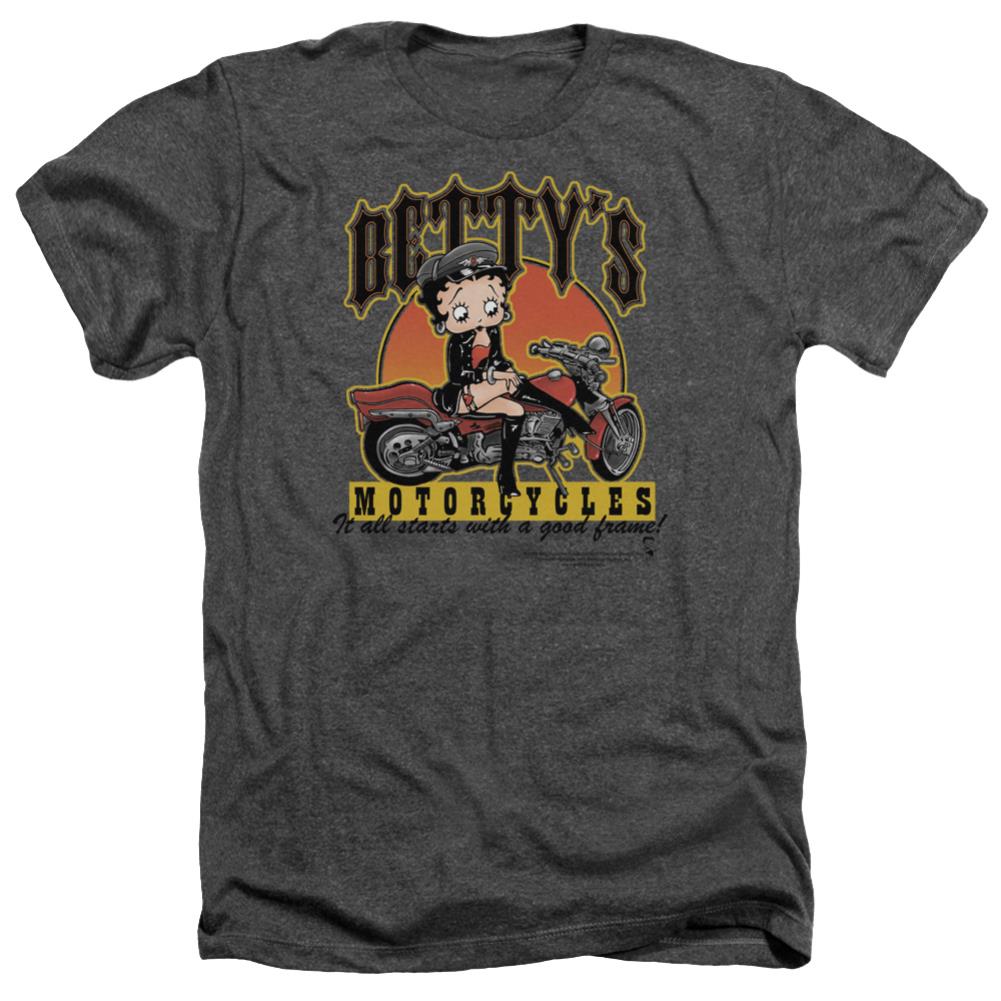 Betty Boop Bettys Motorcycles Men's 30/1 Heather 60 40 Poly Short-Sleeve T-Shirt