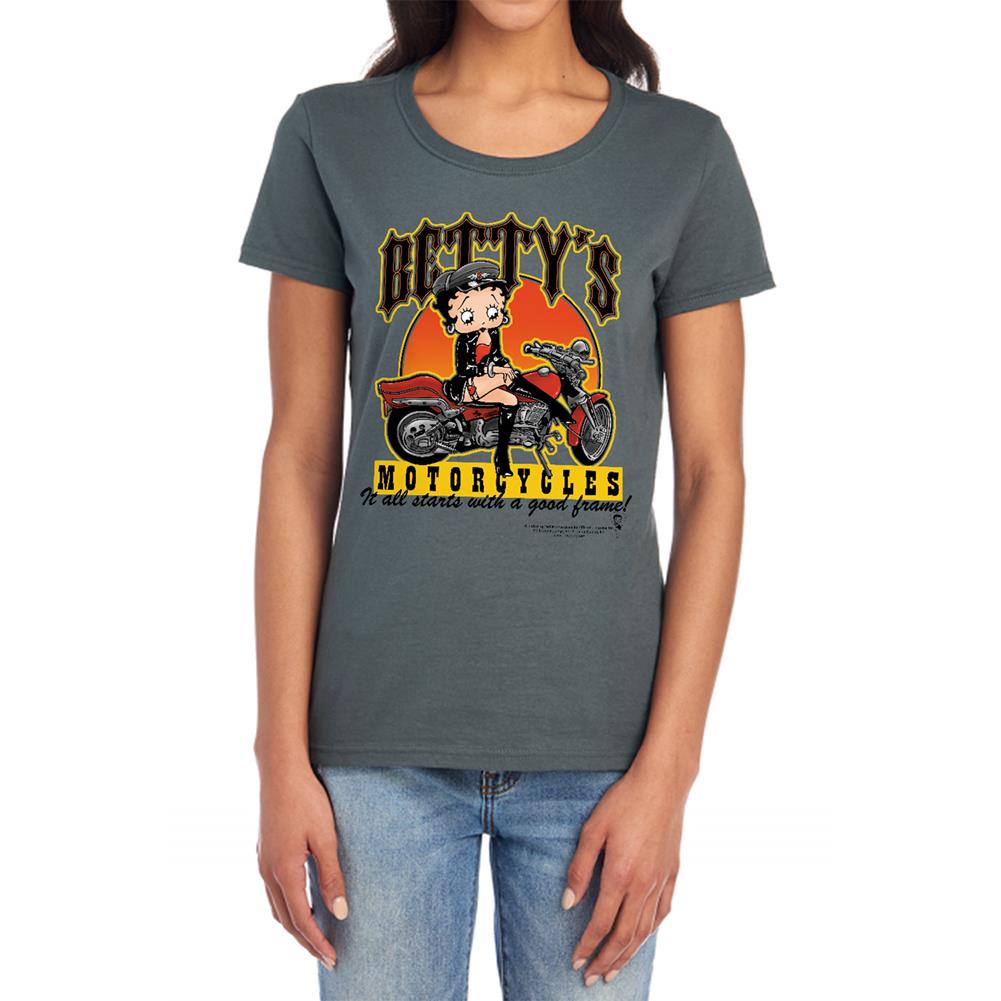 Betty Boop Bettys Motorcycles Women's 18/1 Cotton Short-Sleeve T-Shirt