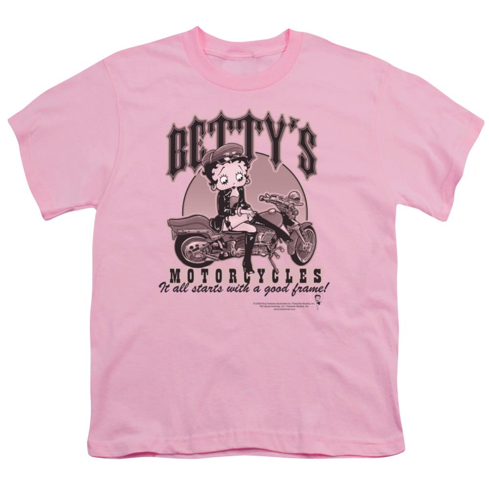 Betty Boop Bettys Motorcycles Youth 18/1 100% Cotton Short-Sleeve T-Shirt