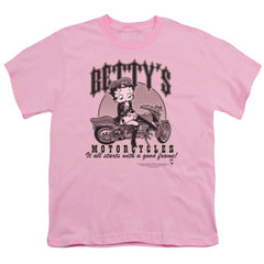 Betty Boop Bettys Motorcycles Youth 18/1 100% Cotton Short-Sleeve T-Shirt