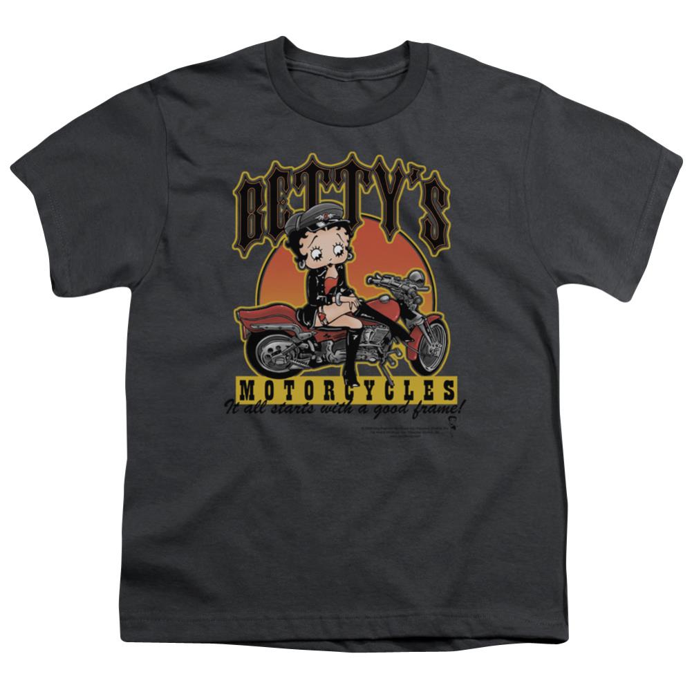 Betty Boop Bettys Motorcycles Youth 18/1 100% Cotton Short-Sleeve T-Shirt
