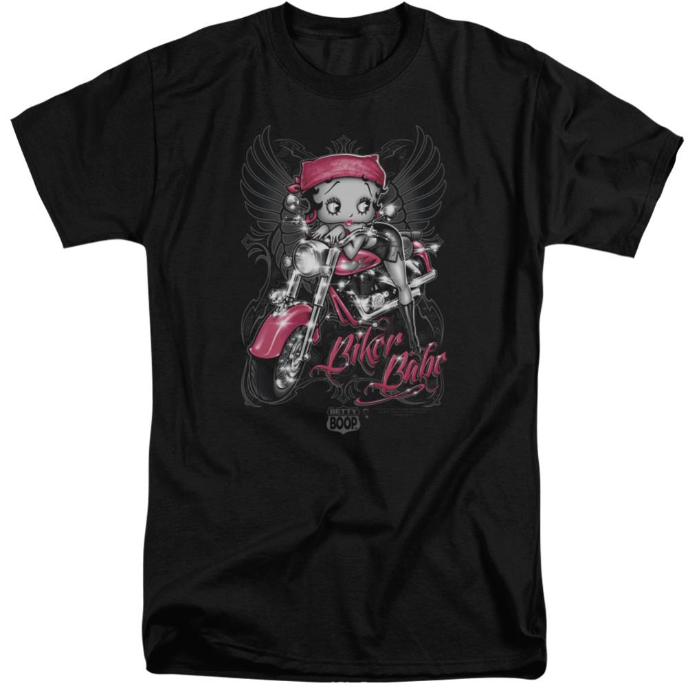 Betty Boop Biker Babe Men's 18/1 Tall Cotton Short-Sleeve T-Shirt