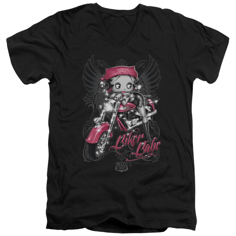 Betty Boop Biker Babe Men's 30/1 Cotton Slim V-Neck T-Shirt