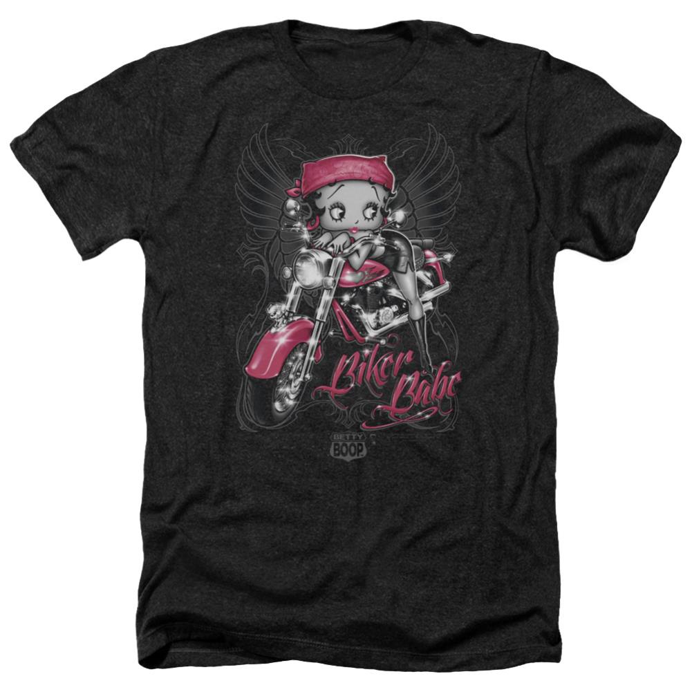 Betty Boop Biker Babe Men's 30/1 Heather 60 40 Poly Short-Sleeve T-Shirt