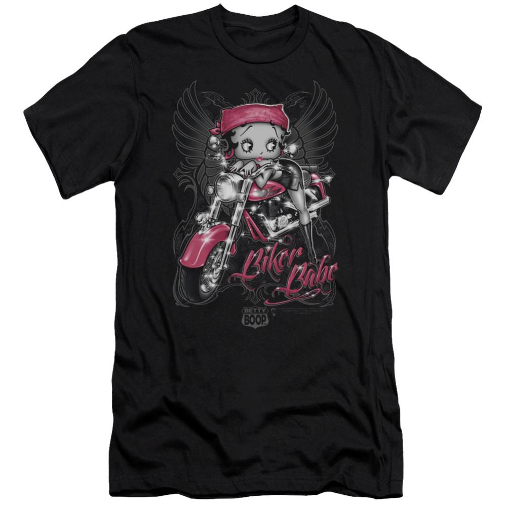 Betty Boop Biker Babe Men's Ultra-Soft 30/1 Cotton Slim Short-Sleeve T-Shirt