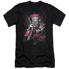 Betty Boop Biker Babe Men's Ultra-Soft 30/1 Cotton Slim Short-Sleeve T-Shirt