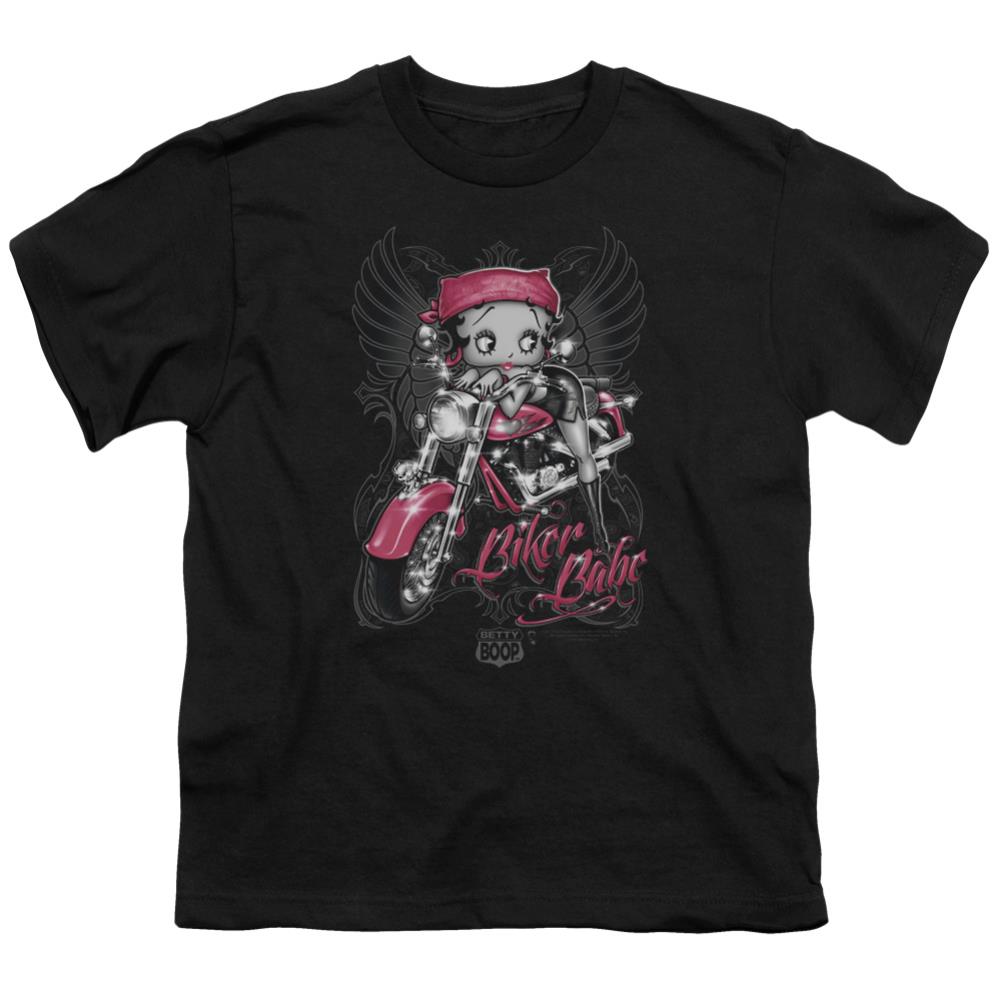 Betty Boop Biker Babe Youth 18/1 100% Cotton Short-Sleeve T-Shirt