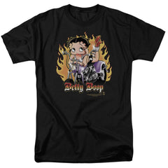 Betty Boop Biker Flames Boop Men's 18/1 Cotton Short-Sleeve T-Shirt