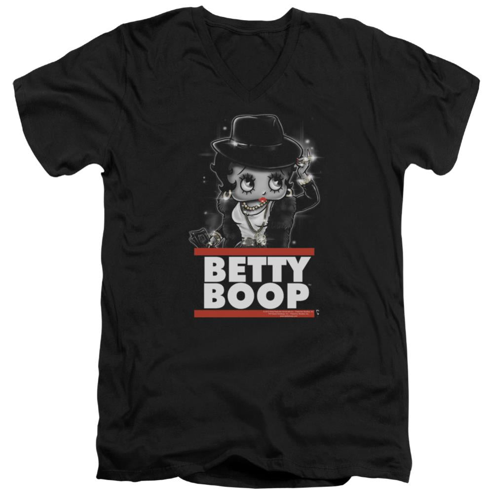 Betty Boop Bling Bling Boop Men's 30/1 Cotton Slim V-Neck T-Shirt