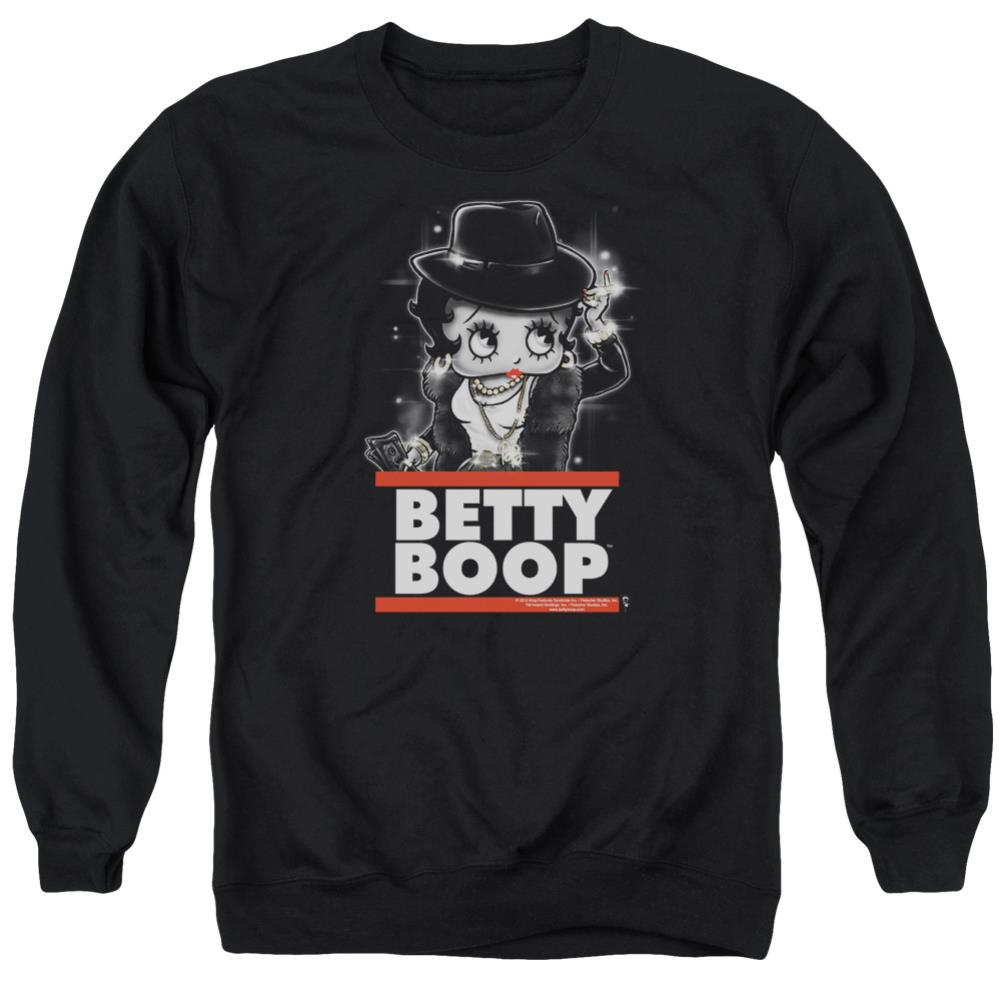 Betty Boop Bling Bling Boop Men's Crewneck 50 50 Poly Long-Sleeve T-Shirt