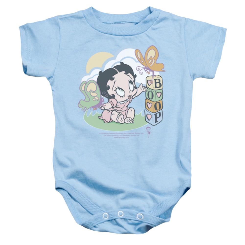 Betty Boop Blue Butterflies Infant's Cotton SS Snapsuit