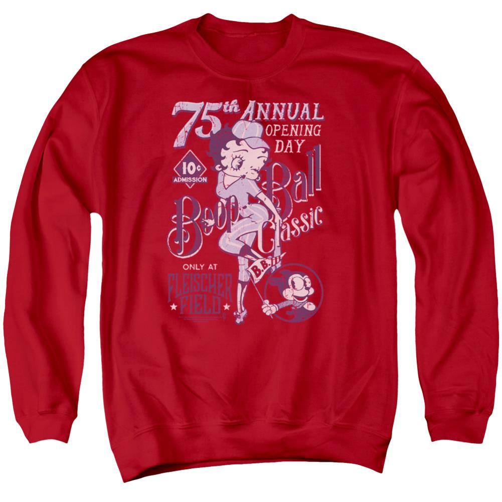 Betty Boop Boop Ball Men's Crewneck 50 50 Poly Long-Sleeve T-Shirt