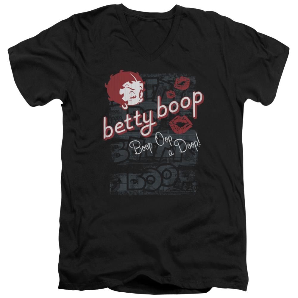 Betty Boop Boop Oop Men's 30/1 Cotton Slim V-Neck T-Shirt