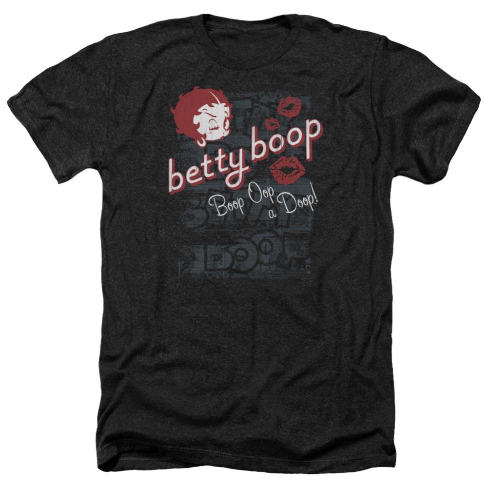 Betty Boop Boop Oop Men's 30/1 Heather 60 40 Poly Short-Sleeve T-Shirt