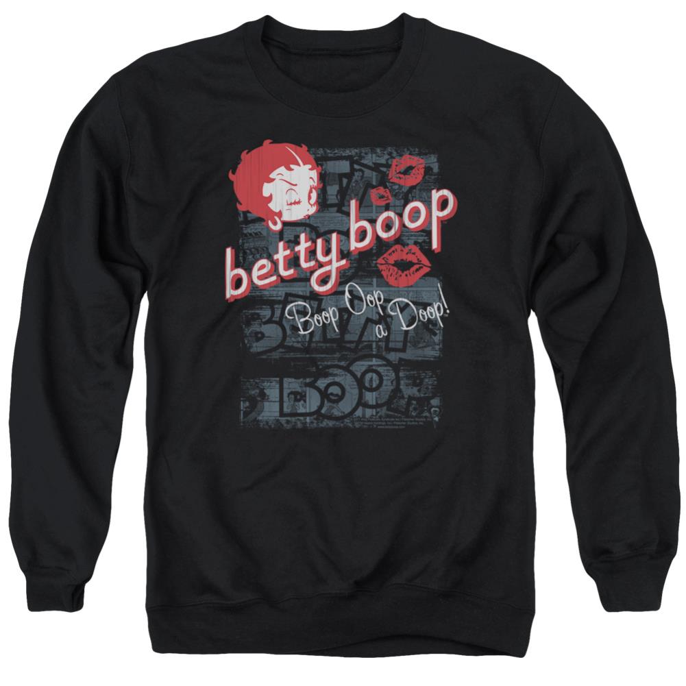 Betty Boop Boop Oop Men's Crewneck 50 50 Poly Long-Sleeve T-Shirt