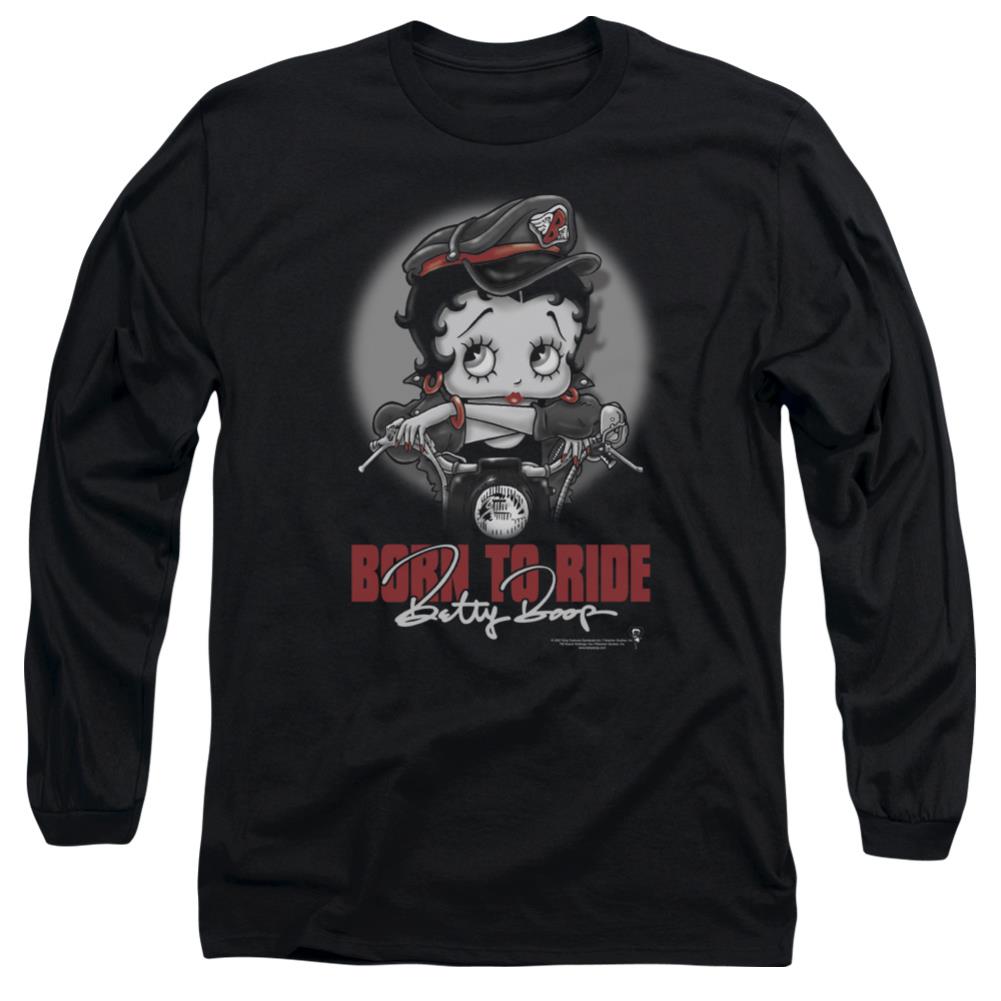 Betty Boop Born To Ride Men's 18/1 Cotton Long-Sleeve T-Shirt