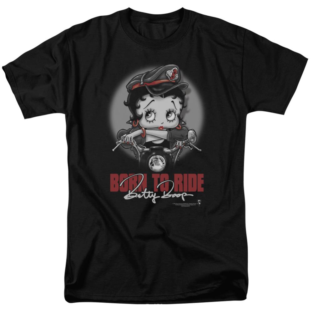 Betty Boop Born To Ride Men's 18/1 Cotton Short-Sleeve T-Shirt