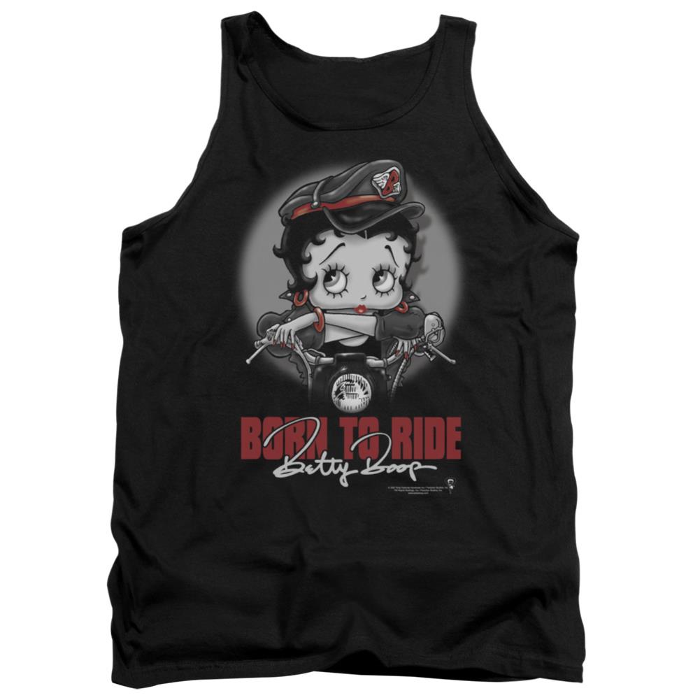 Betty Boop Born To Ride Men's 18/1 Cotton Tank Top
