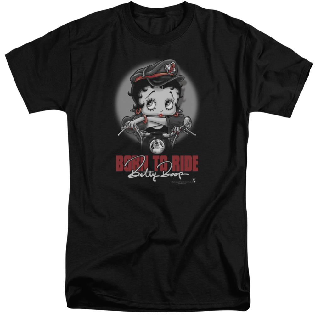Betty Boop Born To Ride Men's 18/1 Tall Cotton Short-Sleeve T-Shirt