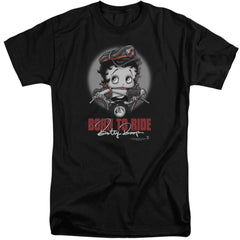 Betty Boop Born To Ride Men's 18/1 Tall Cotton Short-Sleeve T-Shirt