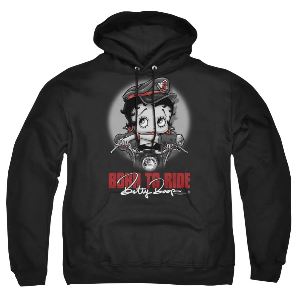 Betty Boop Born To Ride Men's Pull-Over 75 25 Poly Hoodie
