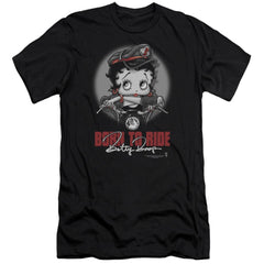 Betty Boop Born To Ride Men's Ultra-Soft 30/1 Cotton Slim Short-Sleeve T-Shirt