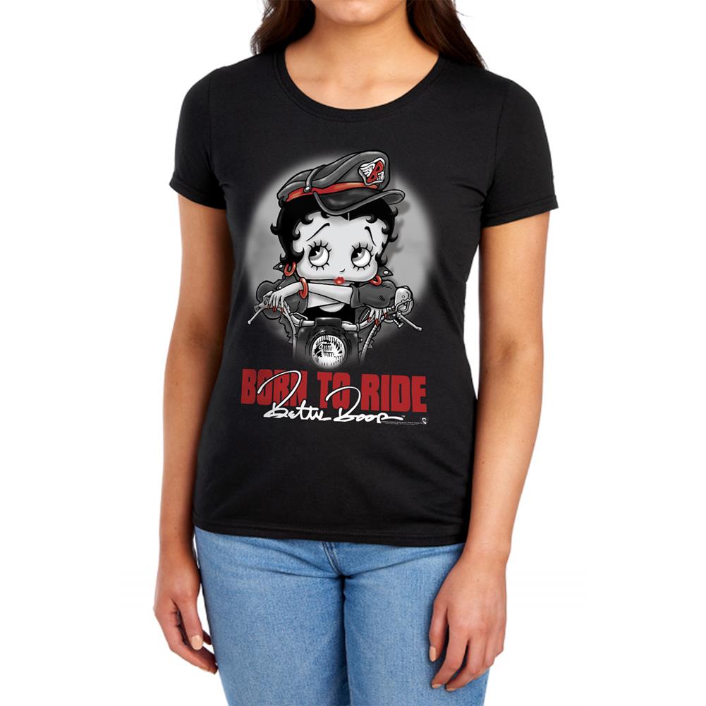 Betty Boop Born To Ride Women's 18/1 Cotton Short-Sleeve T-Shirt