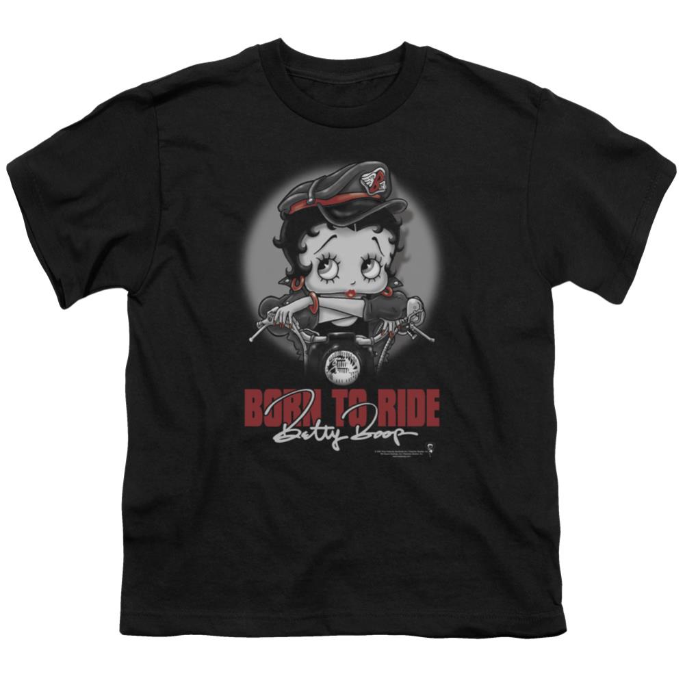 Betty Boop Born To Ride Youth 18/1 100% Cotton Short-Sleeve T-Shirt