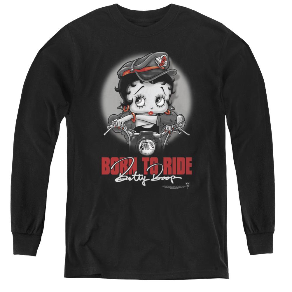 Betty Boop Born To Ride Youth Long-Sleeve T-Shirt